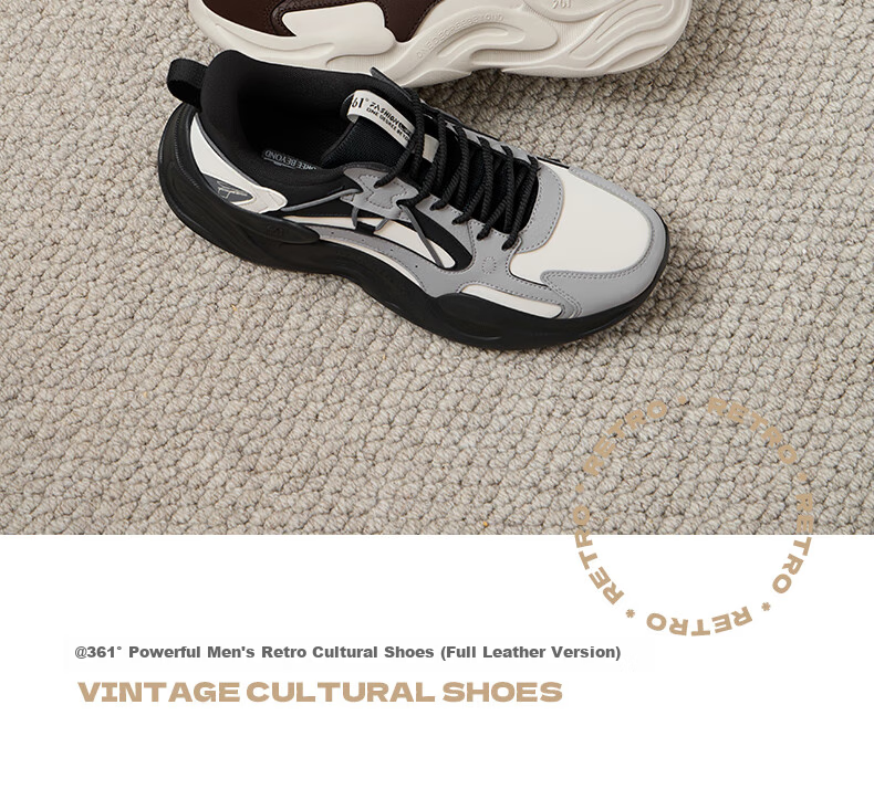 361° Men's Sports Shoes, Pengpai Spring And Summer Breathable Retro Thick-Soled Dad Casual Shoes Running Shoes 672326765-1 22