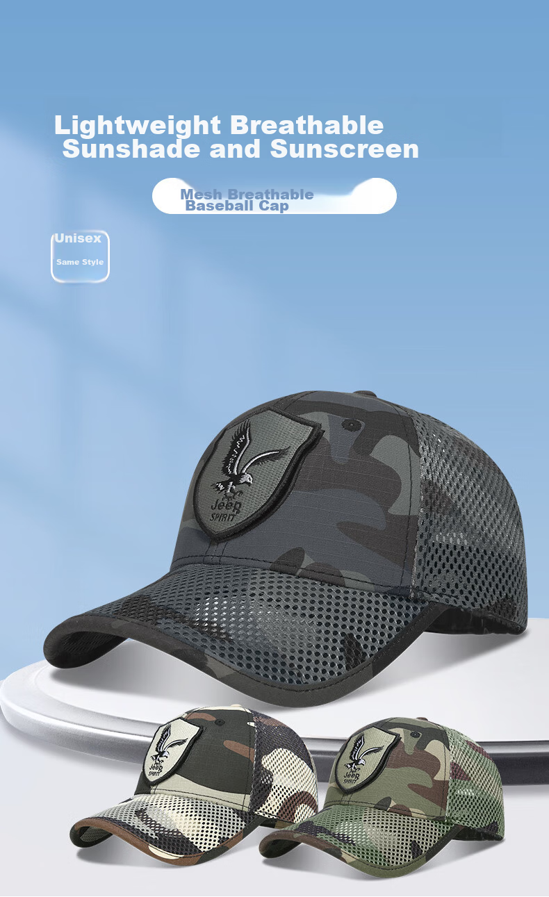 JEEP Men's Summer Mesh Baseball Cap Outdoor Sunshade Casual Sports Hat A0610 3