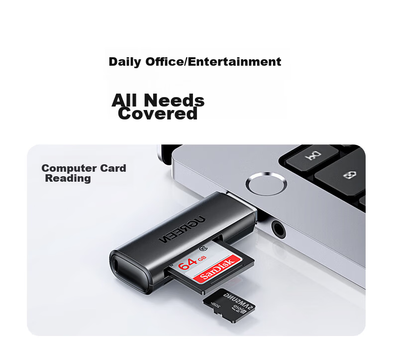 UGREEN USB 3.0 High-Speed Card Reader, Multifunctional SD/TF Dual-In Compatible with Computers, DSLR Cameras, Dash Cams, Security Monitoring Storage Memory Cards, Multiple Card Readers 8