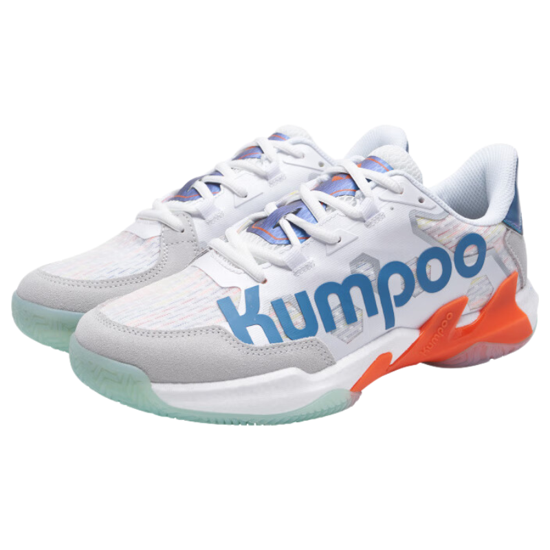 KUMPOO Badminton Shoes, Non-Slip, Wear-Resistant, Anti-Twist, Shock-Absorbing, Lightweight, Breathable, Professional Sports Shoes KH-G76 White Gray Blue 41