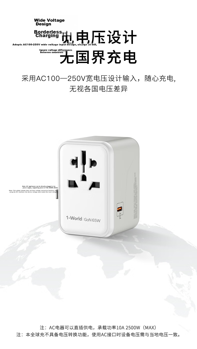Momax TUV Certified PD 65W Global Universal Travel Adapter International Power Converter for UK EU US AU HK Standards 10