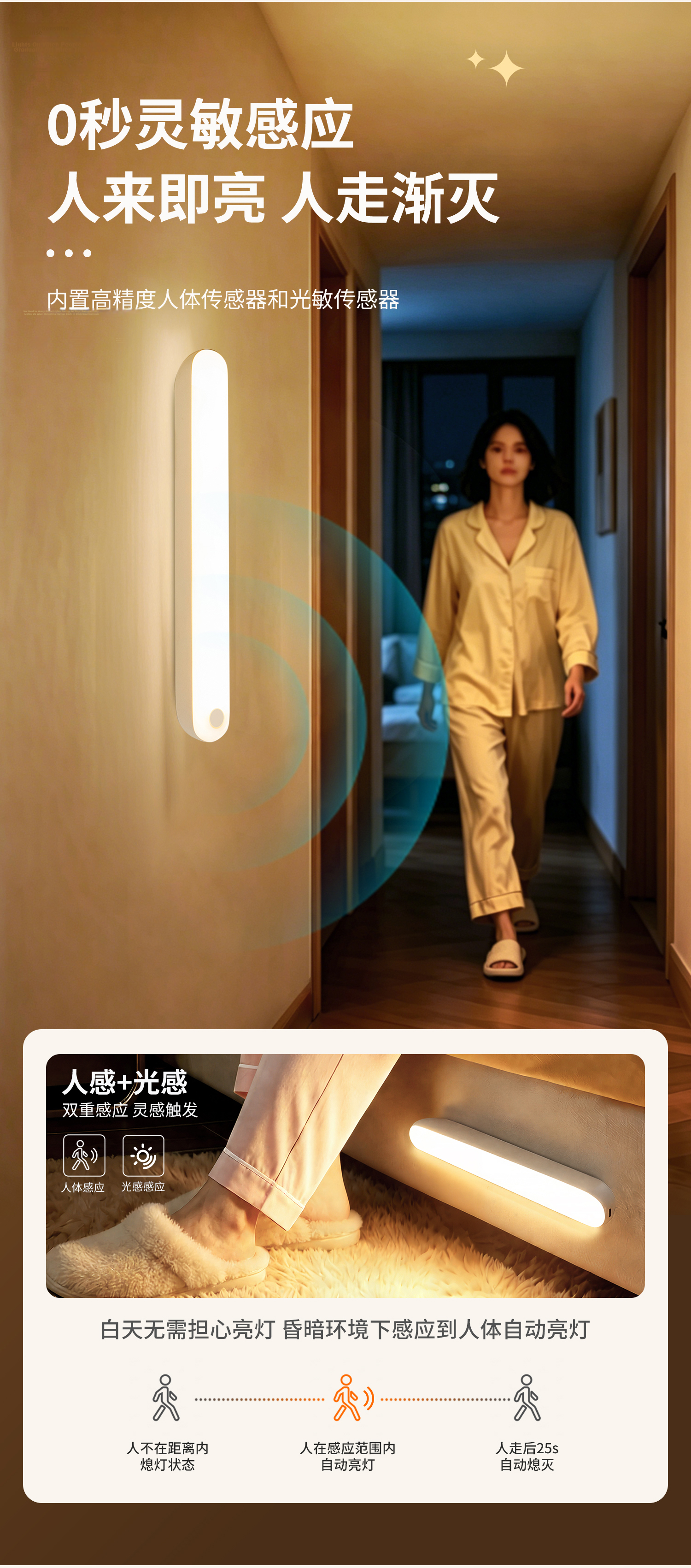 Heart Lock Motion Sensor Light, On When People Approach And Off When They Leave, Rechargeable Night Light for Bedroom, Bedside, Baby Feeding, Eye Protection, Magnetic Night Light 3