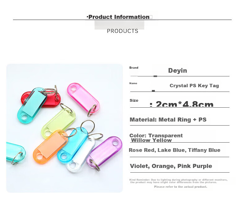 Befon Key Tag, Key Ring Classification Mark, Key Label Tag, Key Management 0092 Office Key Tag, Stationery Supplies, Transparent Color, 50 Pieces 8