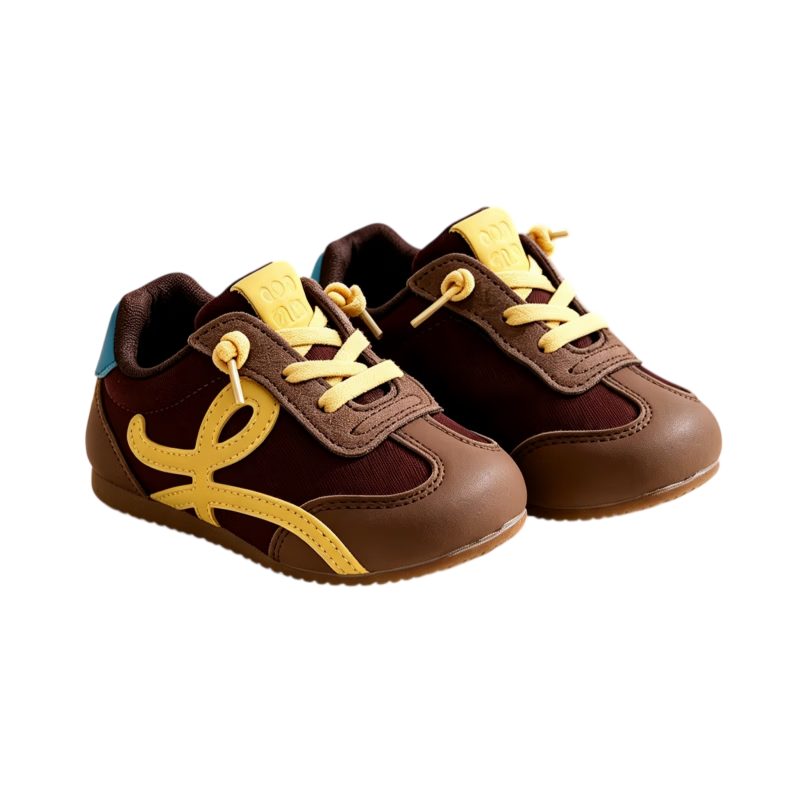 TOPSTAR Children's Sports Shoes Spring And Autumn Style, Boys Lightweight Wear-Resistant Soft-Soled Forrest Gump Shoes, Girls Breathable Casual Shoes, Brown, Size 25
