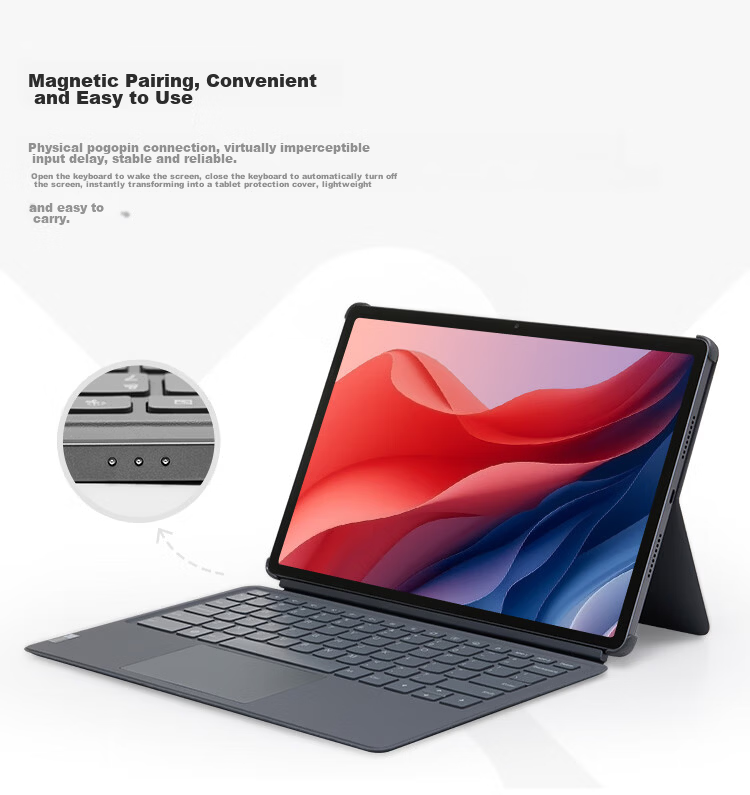 Lenovo Xiaoxin Tablet Pro GT Magnetic Keyboard and Stand Magnetic Pairing Smart Wake and Sleep Detachable Design Multi-Combination Shortcut Keys Breeze Gray 6
