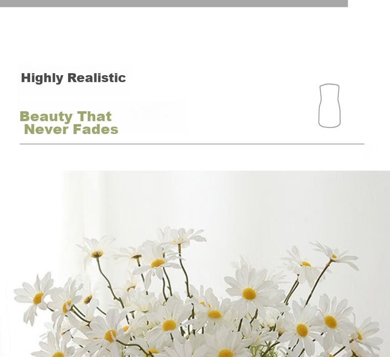 Shengshi Taibao Artificial Daisy Flowers Silk Plastic Flower Decoration Set of 5 for Living Room Dining Table Desktop Decor 9
