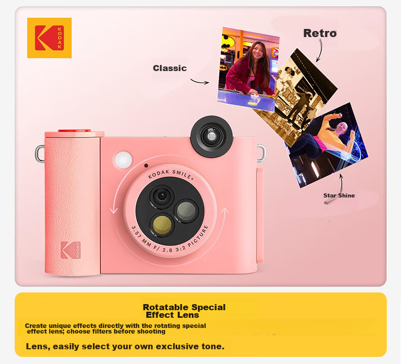 KODAK Smile+ Instant Camera (10MP, 3 Filters, ZINK Inkless Printing, Bluetooth Photo Printing, TF Card Support) Green 3