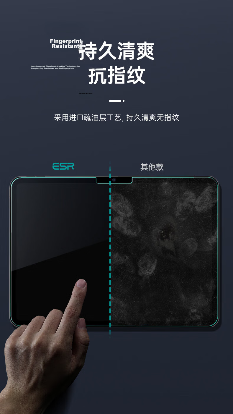 ESR Tempered Glass Screen Protector for iPad Pro 11-inch 2024/2025 M5/M4 Chip, HD Full-Screen Anti-Fingerprint, Drop-Resistant Tablet Film with Easy Installation Box 10