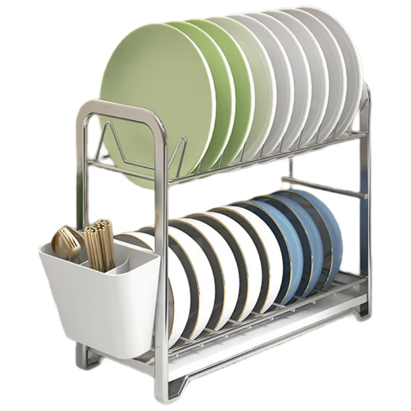 Hujia Stainless Steel Dish Drying Rack Kitchen Storage Organizer for 8 Bowls and 9 Plates Narrow Gap