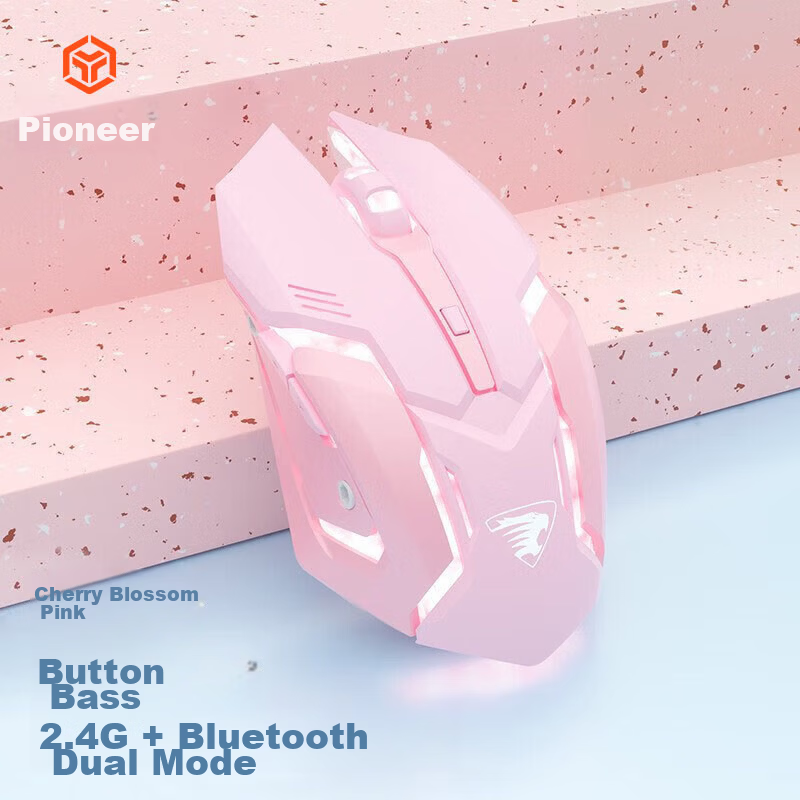 EWEADN G305 Wireless Gaming Mouse Office Bluetooth Dual-Mode Mechanical Rechargeable Mouse Desktop Computer Tablet Laptop Peripheral Cherry Blossom Pink