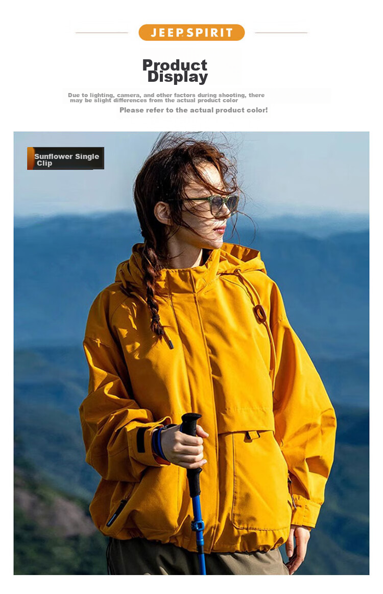 JEEP SPIRIT Unisex Windproof Outdoor Jacket Autumn Winter Couple's Jacket Men's Sunflower 3XL 13
