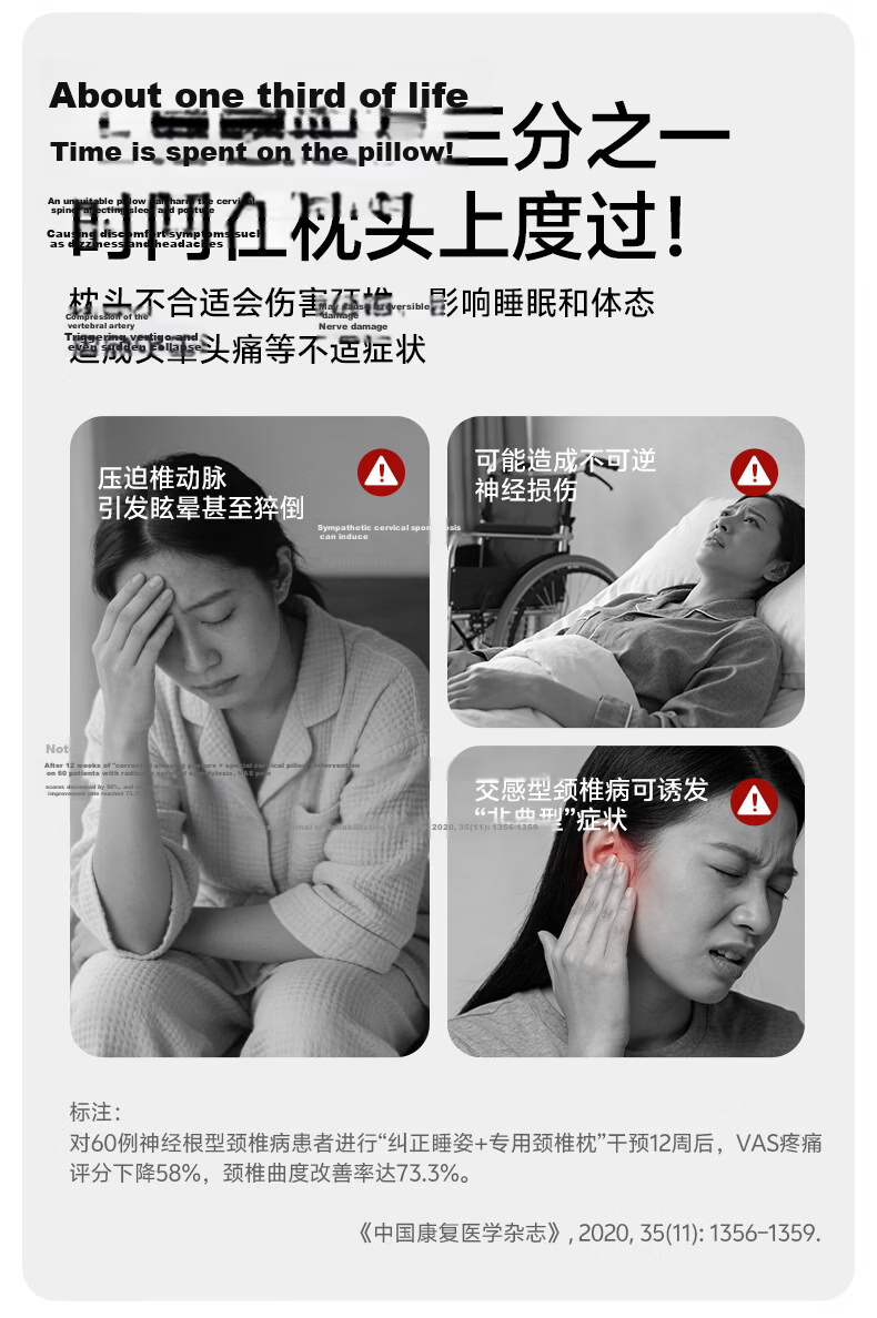 Mi Xiaoshu Memory Foam Pillow Cervical Spine Support Neck Pillow Deep Care Slow Rebound Adult Sleep Pillow Special for Cervical Spondylosis Antibacterial Breathable 3