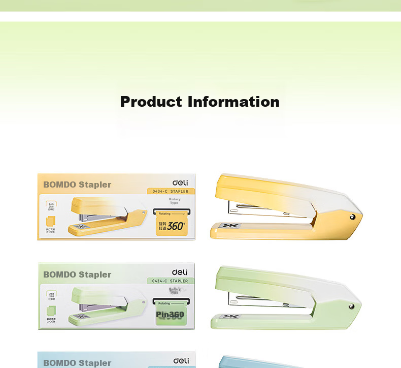 Deli 20-Page Fashionable Rotating Stapler/Stapler, Student Homework Notebook with Center Binding, Compatible with 24/6 Staples, School Supplies, TA304 Gree 15