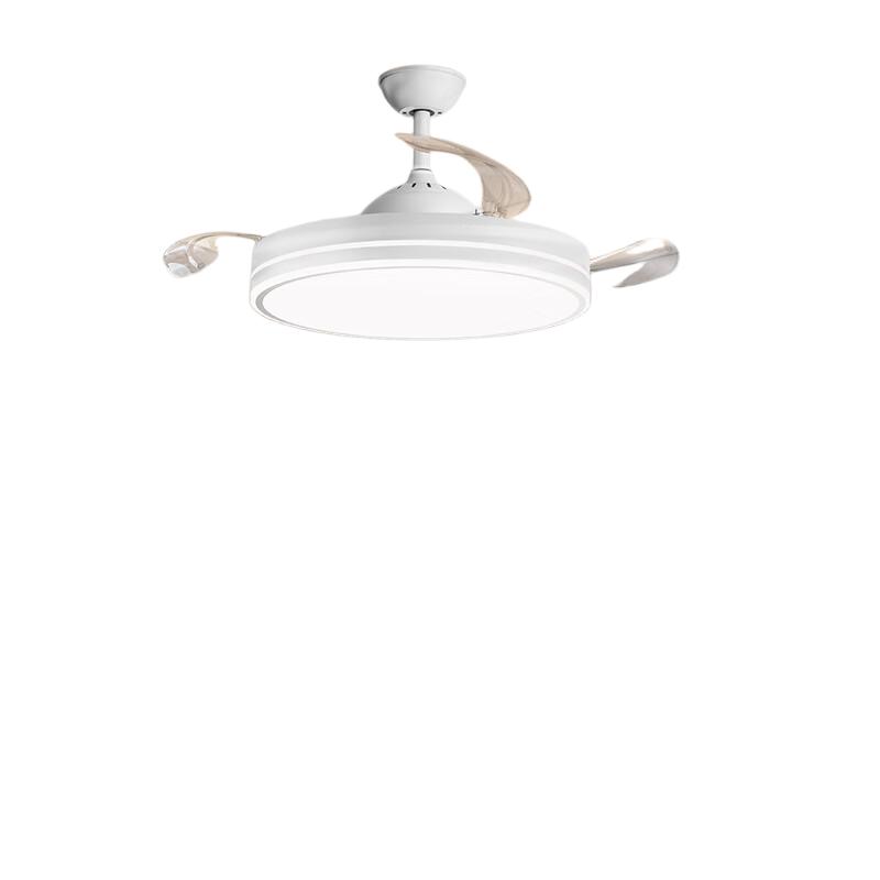 Huashuozhaoming Full-Spectrum Eye Protection White Invisible Fan Blade Ceiling Fan Light, Electric Fan Light, Quiet Variable Frequency, for Dining Room And Bedroom