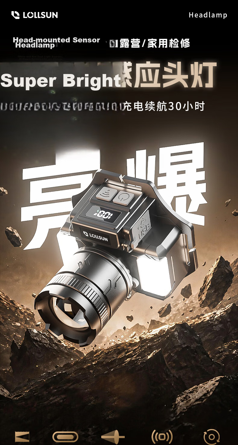 Dexu Headlamp Head-Worn Outdoor Ultra-Long Battery Life 100 Lumens Mountaineering Hiking Night Fishing Beachcombing Construction Home Use Super Bright Spotlight 1