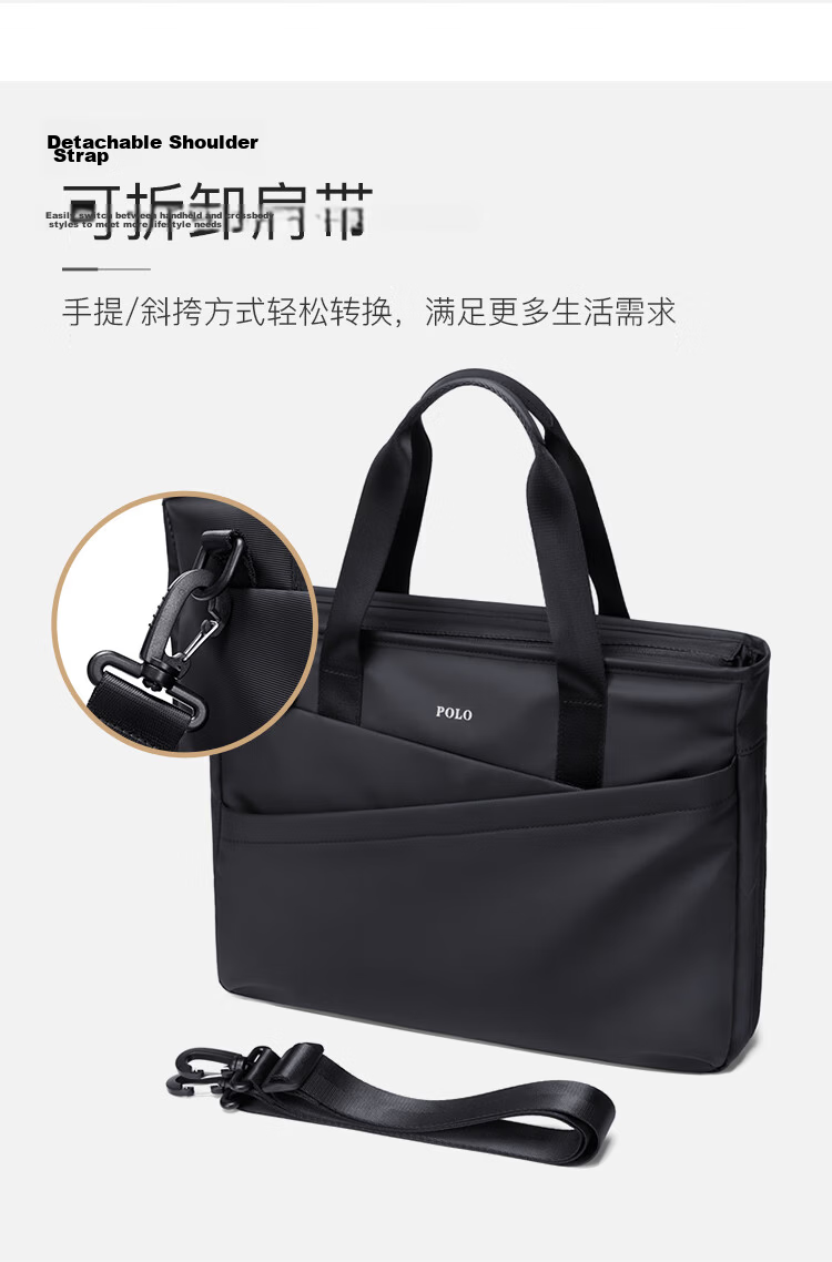 POLO Business Briefcase Expandable Men's Handbag 14/15.6 Inch Laptop Bag Shoulder Bag Gift for Boyfriend 13