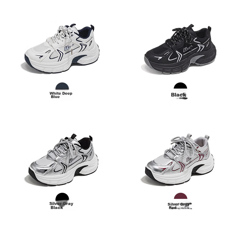 Warrior Official Dad Shoes for Women, Autumn Season Height-Increasing Thick-Soled Sneakers, Versatile Breathable Casual Shoes for Female Students 3