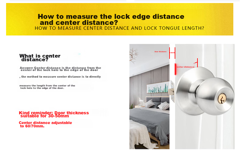 BLOSSOM Spherical Lock Indoor Door Lock Plastic Steel Aluminum Alloy Toilet Bathroom Lock 587 Three-Bar 3-5 12