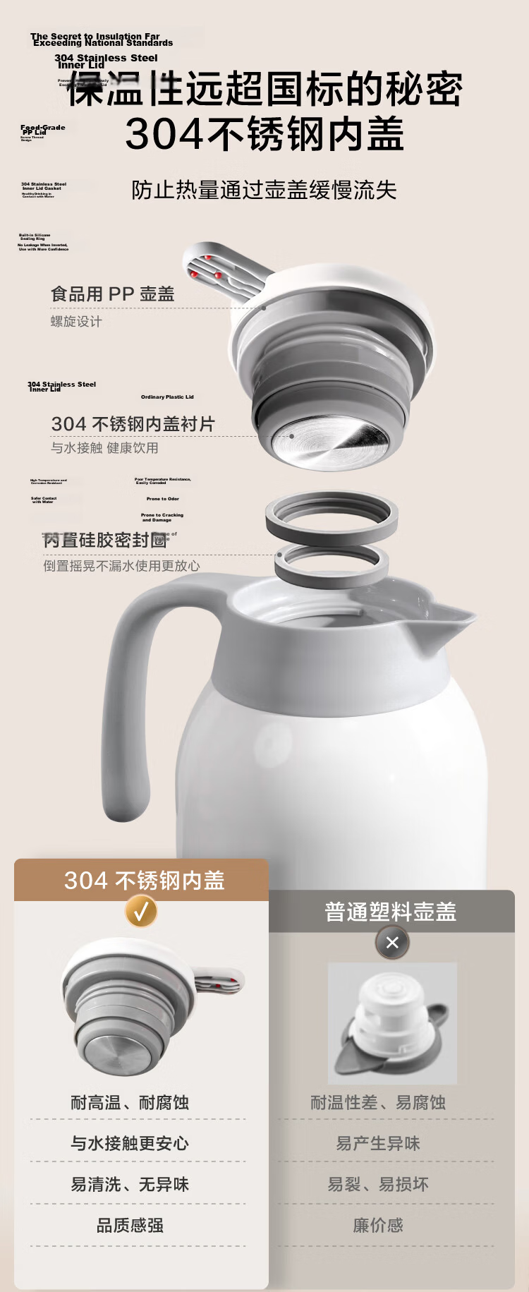 JD Original Small Warm Water Bottle [Chidan] Large Capacity Glass Thermos for Home, Office, Dormitory, 1.5L 9
