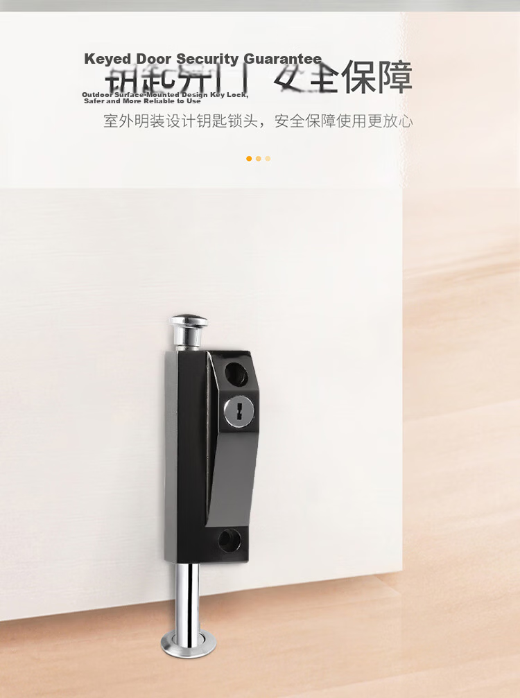 Auburn Floor Bolt Lock Rotating Door Bolt Lock Glass Door Lock Aluminum Alloy Door Bolt Lock 226 Black 4