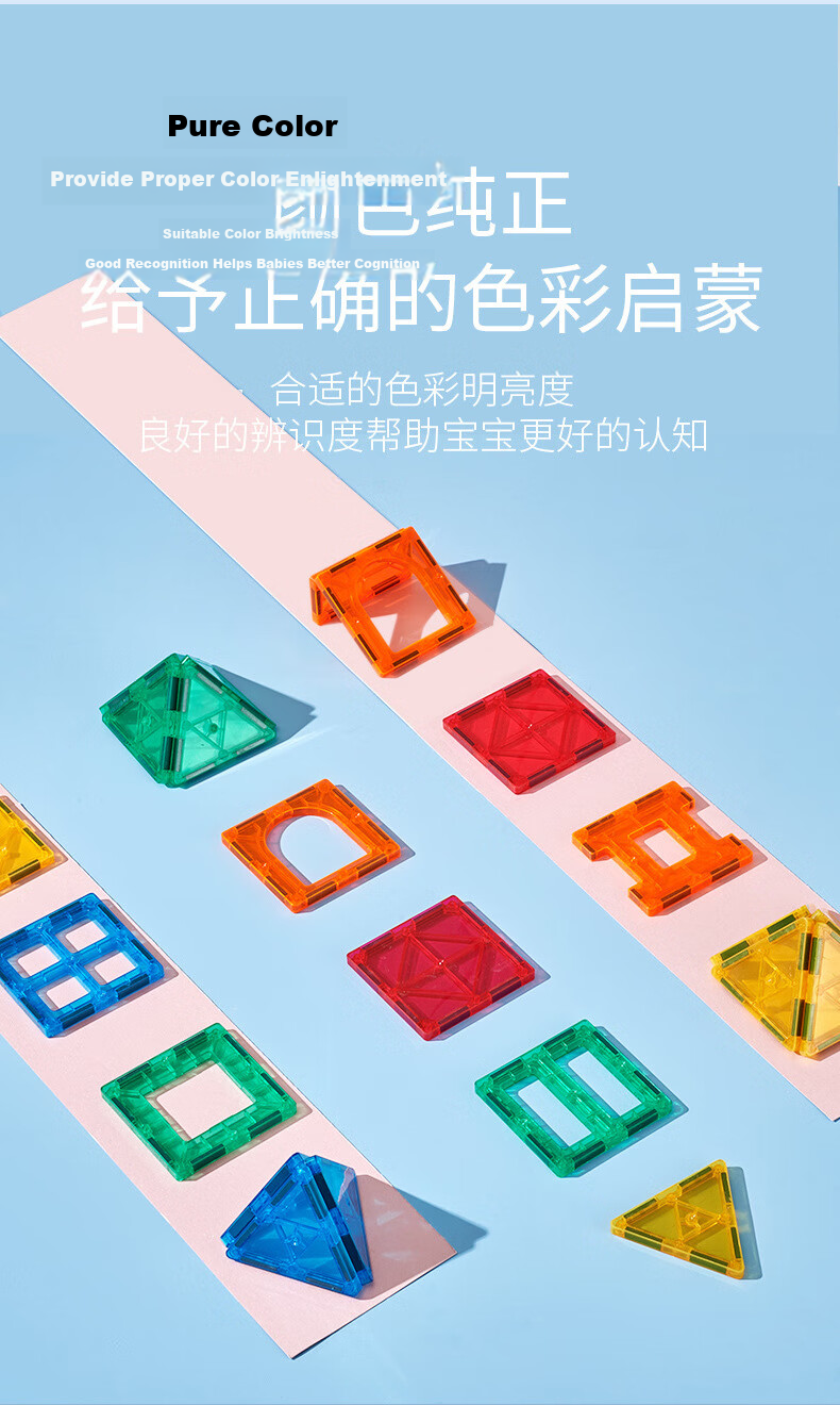 Bluqi Colorful Window Magnetic Tiles Children's Toy Boys 3-6 Years Magnetic Building Blocks Early Education Puzzle 1-3 Years Birthday Gift 12