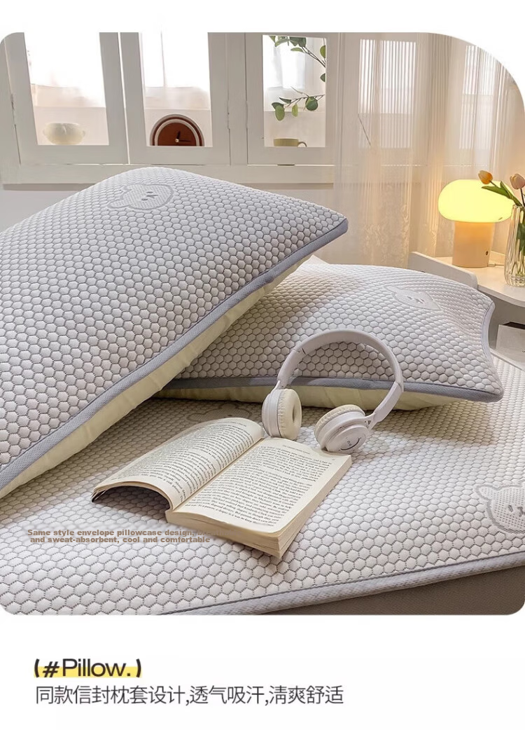 MUJI Class A Summer Cooling Ice Silk Bed Sheet Set 3-Piece 180x200cm Antibacterial Double Bedspread Machine Washable 9