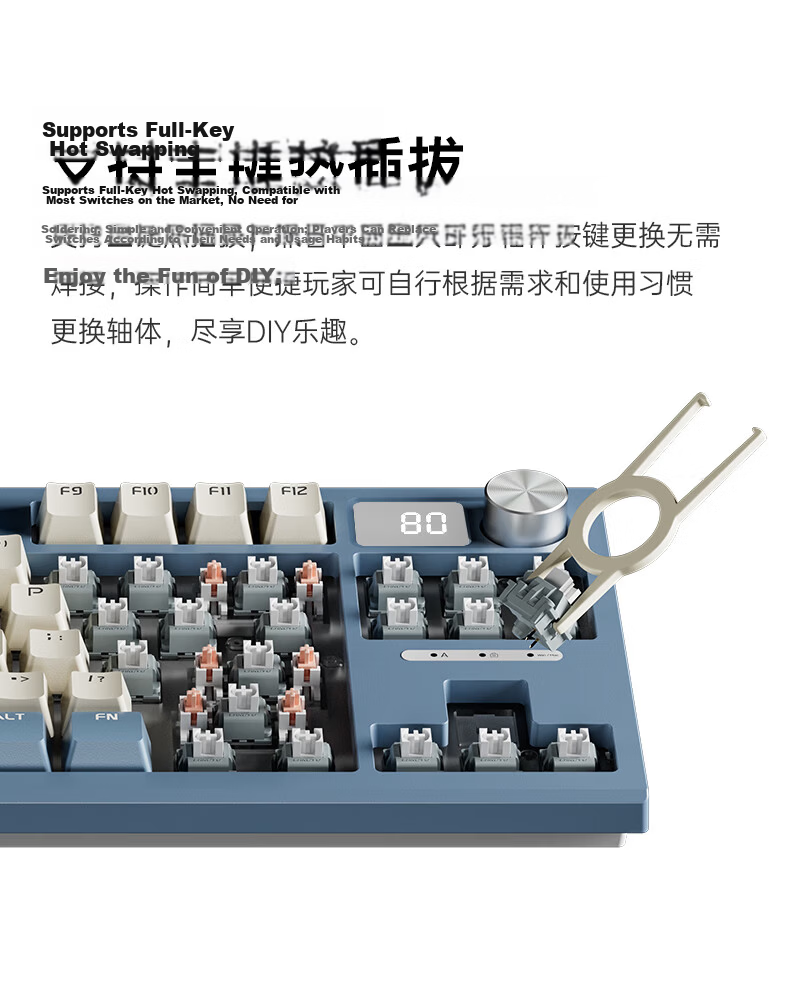 Langtu LT84 Wired Mechanical Keyboard Gaming E-sports 84-Key Computer Office Tablet Keyboard Hot-Swappable Switches Milk White Gray Crystal Cloud Switch 11