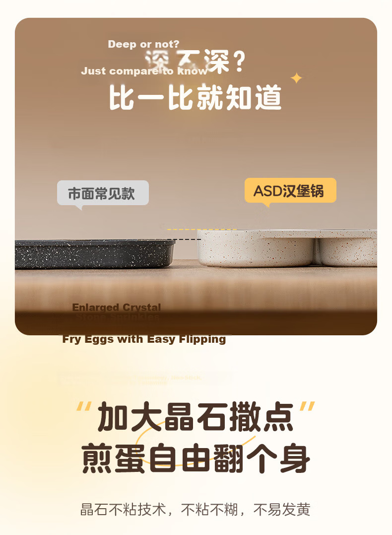 ASD Non-Stick Frying Pan Four-Hole Egg Pan Maifan Stone Color Breakfast Hamburger Pan 18CM Open Flame K6 9