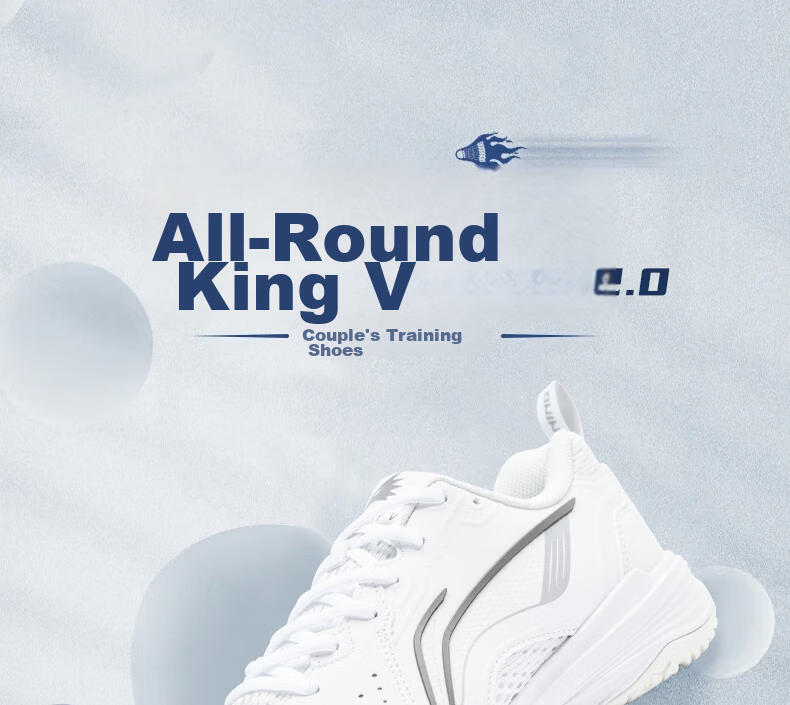 LI-NING Badminton Shoes All-Rounder V2.0 Unisex Shock Absorption Non-Slip Training Sports Shoes Standard White/Silver Size 36 1