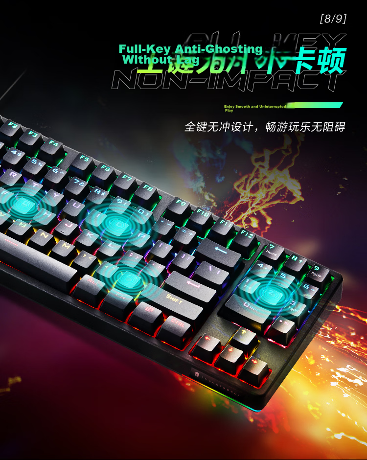 ThundeRobot Wired Mechanical Gaming Keyboard KG3089R Red Switch RGB Backlit 89-Key Anti-Ghosting for Esports CS Home Office PUBG Valorant CS2 10