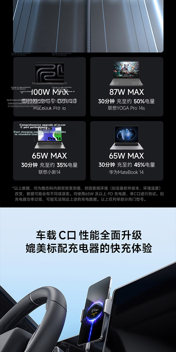 CUKTECH Super Power Type-C Cable, Fast Charging 100W Two-Port Charger, Suitable for Xiaomi, Apple 18/17, Samsung, Huawei Phones And Laptops 6
