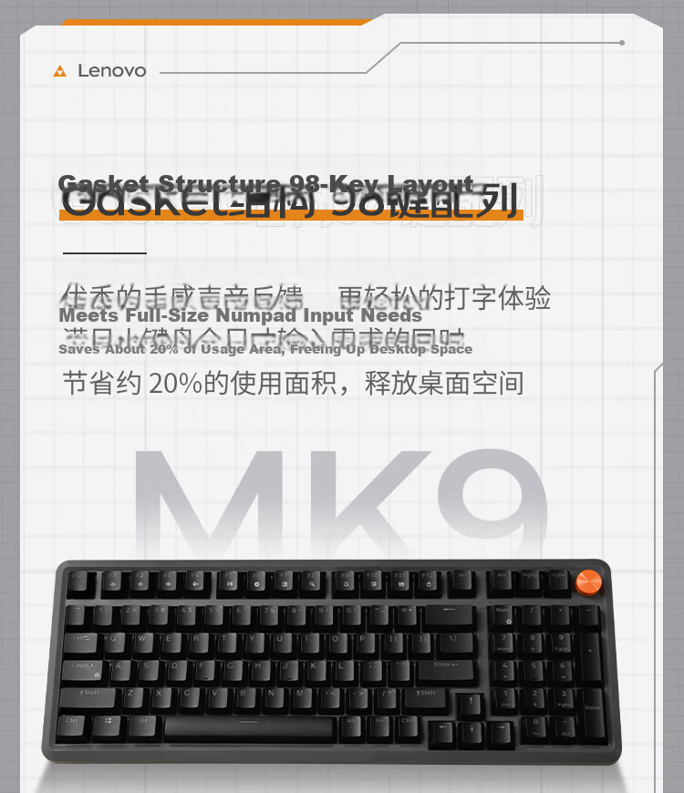 Lenovo Xiaoxin K5 Custom Mechanical Keyboard Full Hot-Swappable, Gaming And Office 79-Key Ring Nu Blue Switch Compatible with Battle Laptop, White And Brown Bruni 10