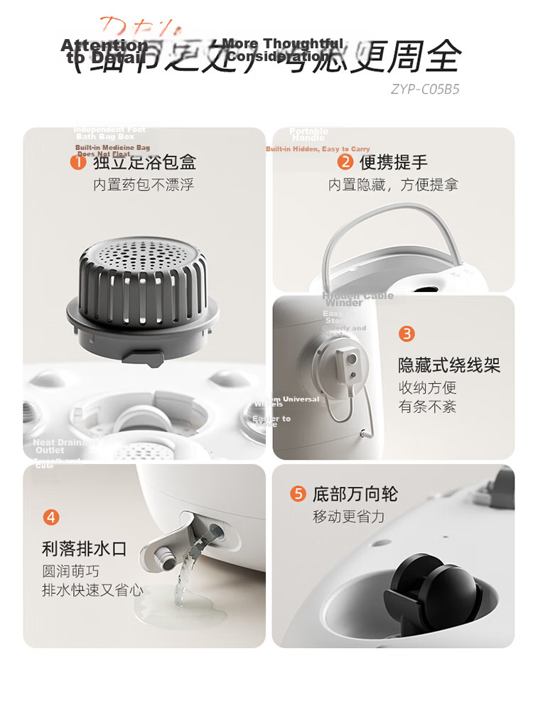 Bear Foot Soaking Bucket Therapy Moxibustion Health Foot Bath Basin Electric Massage Sterilization Constant Temperature Heating Knee Protection Foot Soaking Tub Birthday Gift for Parents and Elders 14