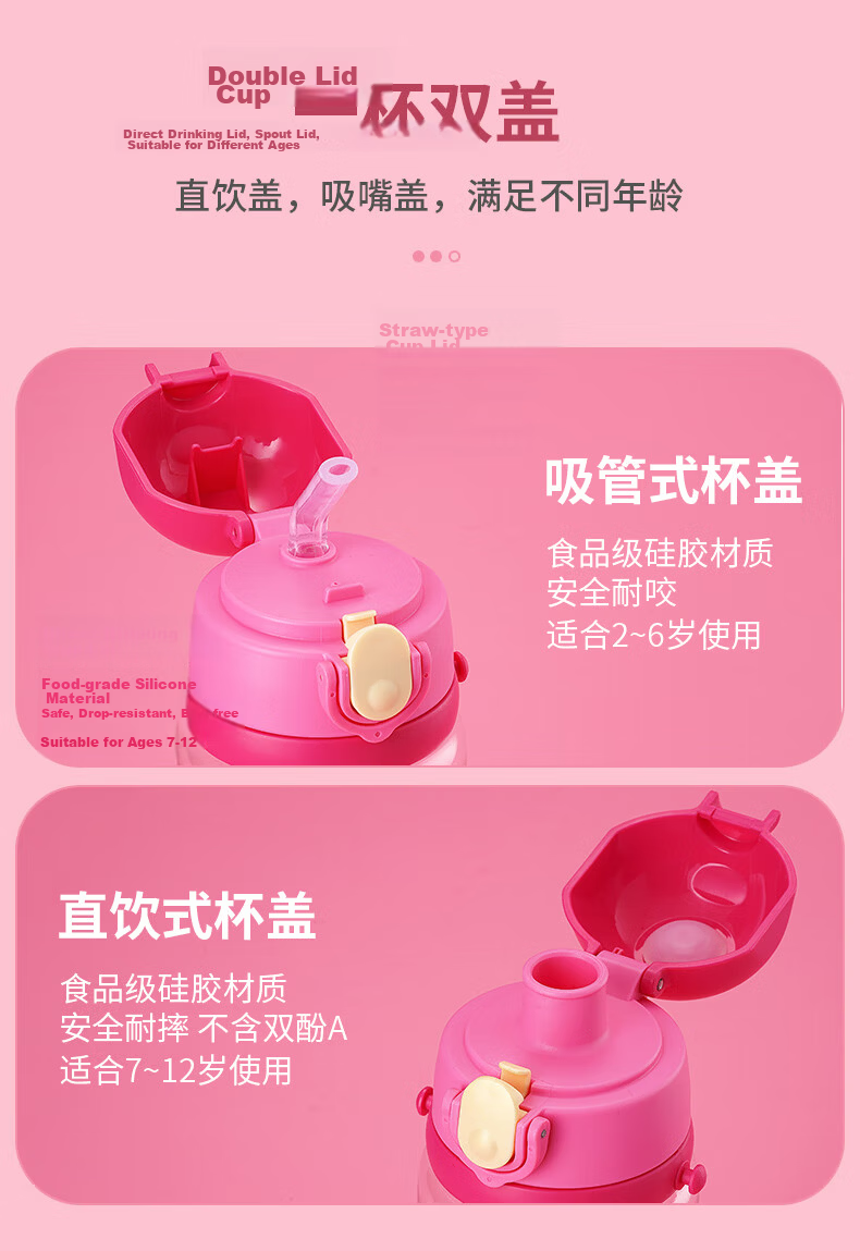 Disney Kids Summer Straw Cup Primary School Direct Drinking Anti-Fall Water Bottle Kindergarten Baby Water Cup 8