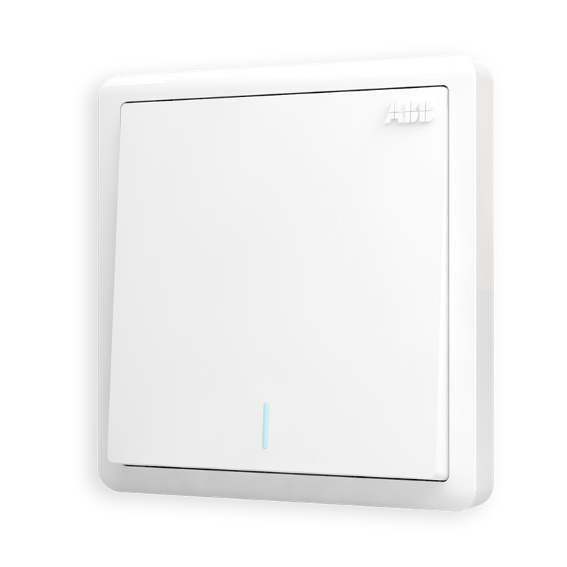 ABB Switch Panel, Yuanchi Series White Single-Pole Single-Throw Switch, 86-Type with Fluorescent Indicator, AO101