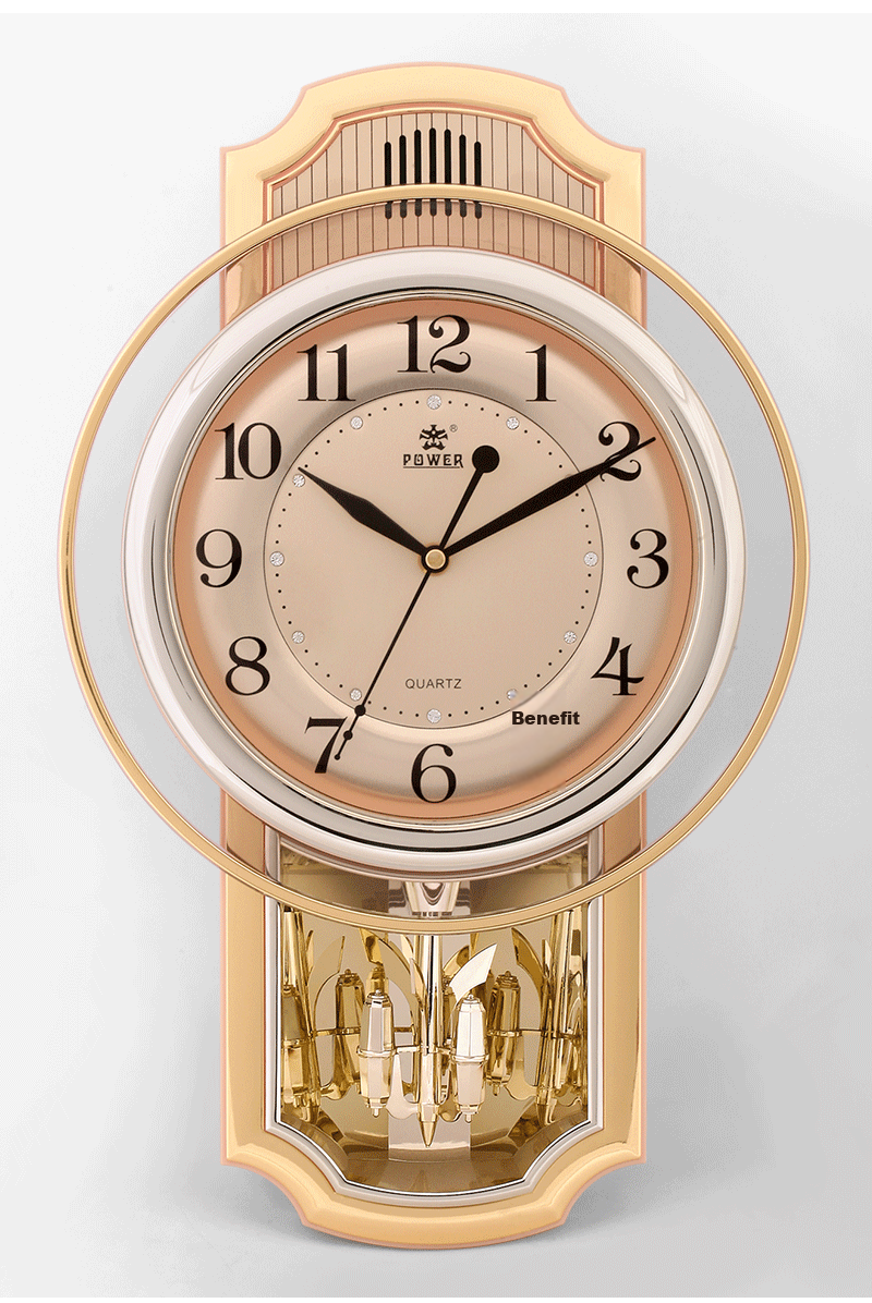 POWER Bawang Living Room Clock Hourly Music Chime Wall Clock Luxury Quartz Clock 43cm 6773ARMKS 20