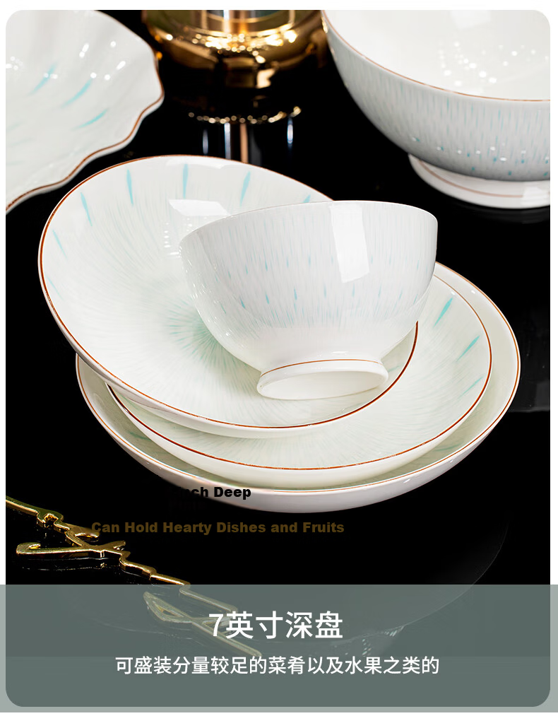 Yichen Underglaze Porcelain Tableware 4.5-inch European Style Footed Rice Bowl Soup Bowl for Home Use 19