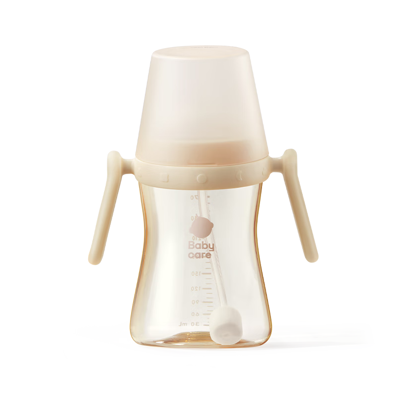 Babycare Tilted Baby Bottle Imitation Breastfeeding Newborn Training Cup PPSU Durable Direct Drinking 300ml Pink
