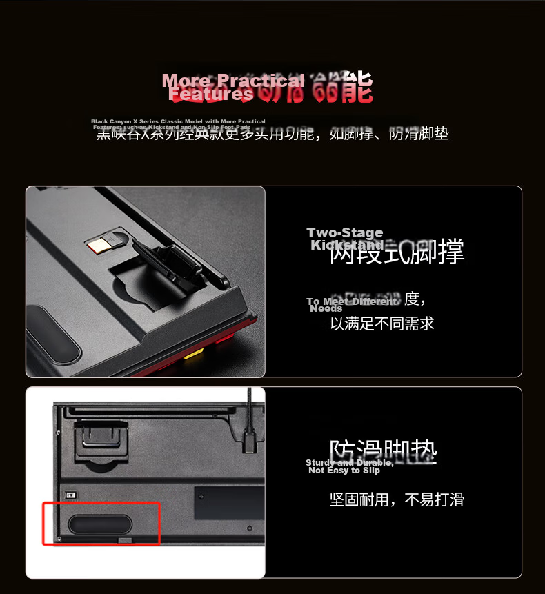 Hyeku X3 Wired/Wireless 2.4G Dual-Mode Gaming Mechanical Keyboard 87 Keys PBT Keycaps Black Forest Mousse Kailh BOX Rose Red Switch with Clip-On Wrist Rest 12