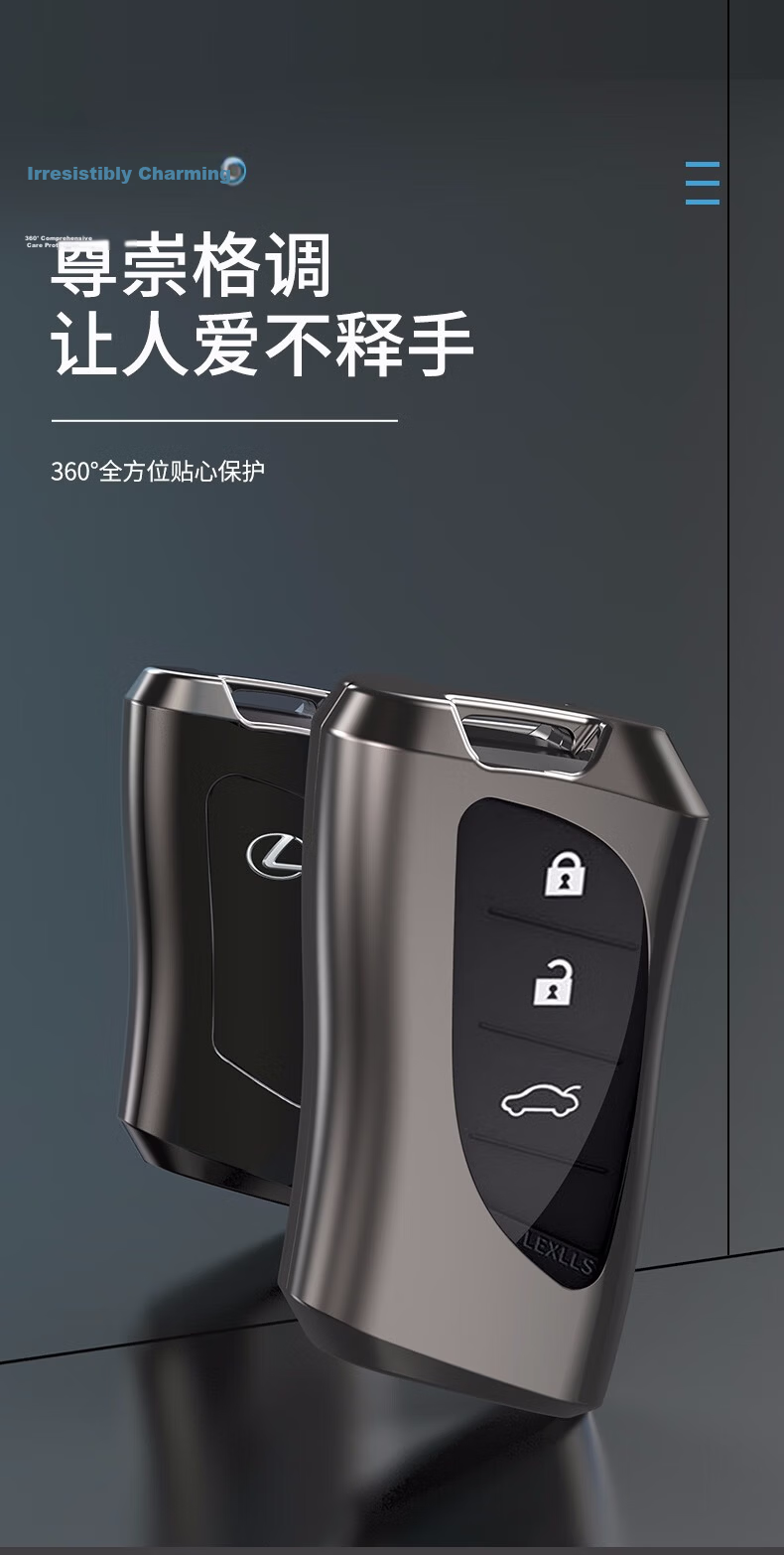 Digalun Lexus ES200 Car Key Cover UX260h Case NX300h Keychain RX450h Shell LS500h Premium CT200h Full Wrap Space Gray with Genuine Leather Buckle 4