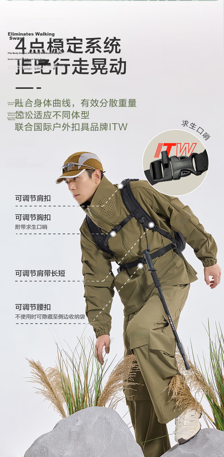 JD Jingzao Sports Outdoor Hiking Travel Backpack Casual Men's Backpack School Bag 25L Cloud Mist Green 13
