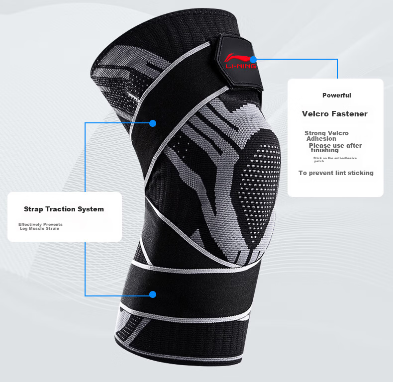 Li-Ning Knee Pads for Sports Running, Two-Pack, Meniscus Protection, Patellar Strap, Basketball Football Badminton Hiking Knee Support, Black, Size L 18