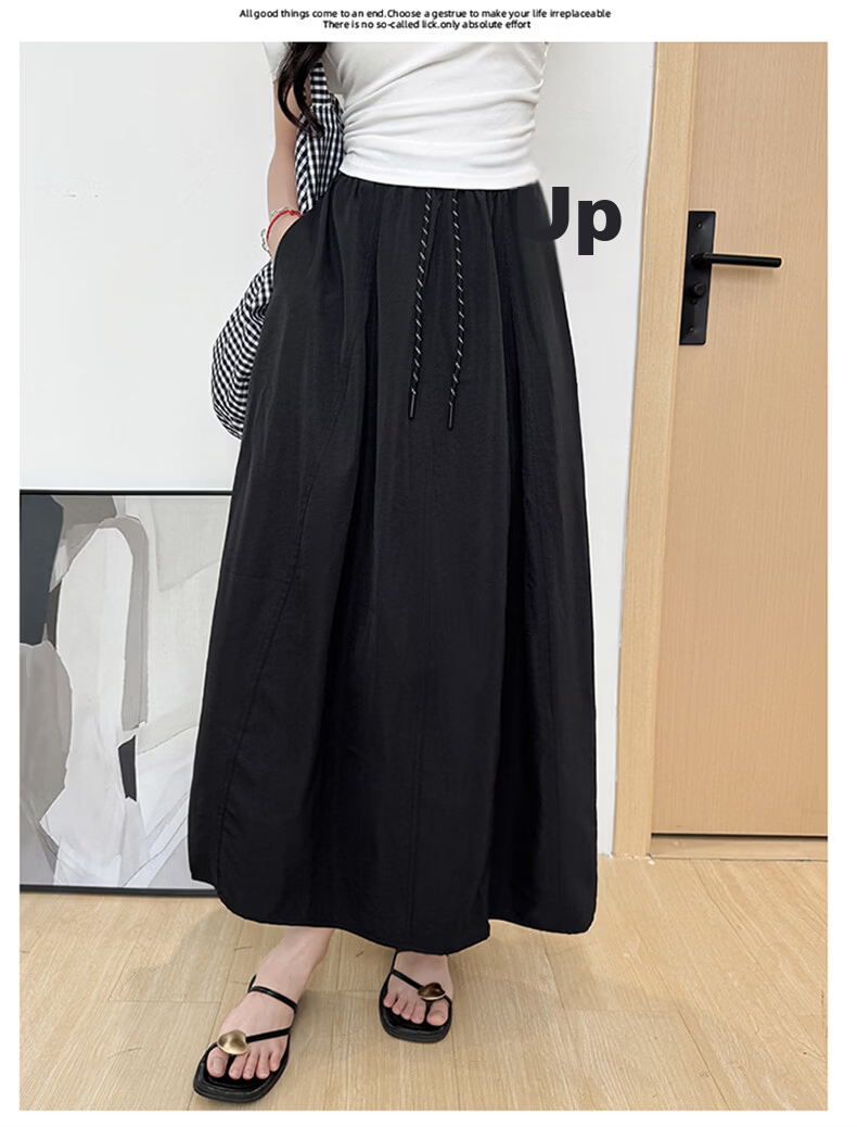 Langsha Women's Workwear Summer Skirt 2026 New High Waist Thin Plus Size A-Line Mid-Length Flowing Pumpkin Skirt 19