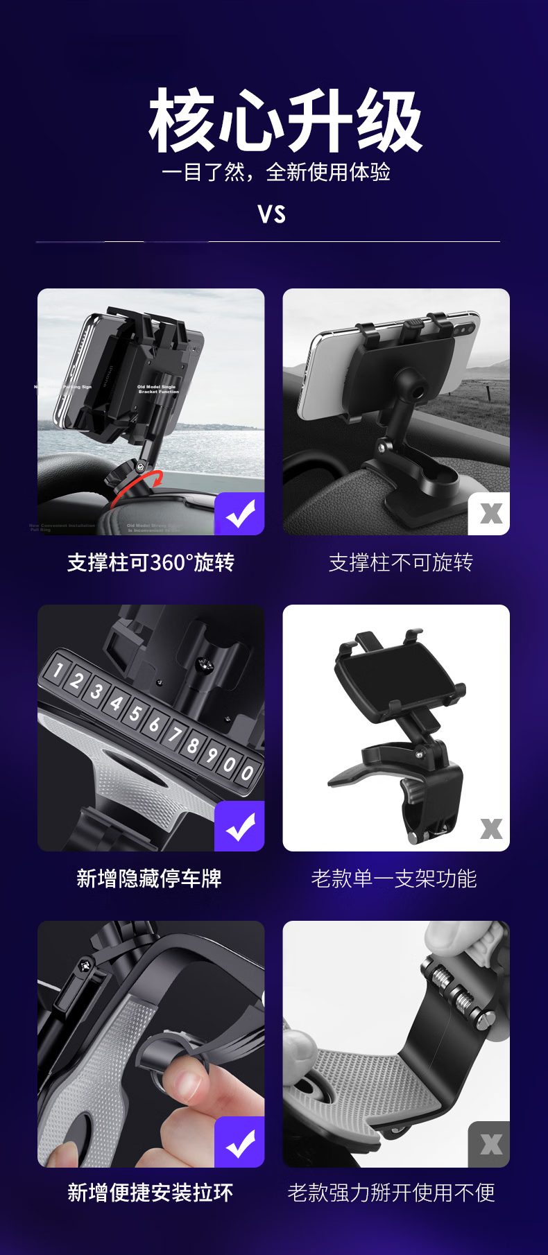 Digalun Car Phone Holder Universal Magnetic Wireless Multifunctional Mount for Car Rearview Mirror Dashboard Navigation B 3
