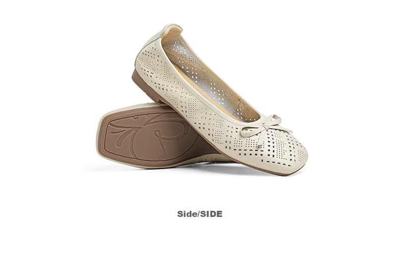 RED DRAGONFLY Women's Casual Shoes, Summer Cowhide Soft-Soled Egg Roll Shoes, Hollow-Out Mom Shoes WTB25254, Beige, Size 39 11