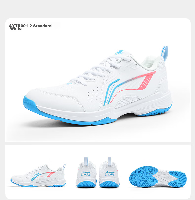 LI-NING Badminton Shoes All-Rounder V2.0 Unisex Shock Absorption Non-Slip Training Sports Shoes Standard White/Silver Size 36 10