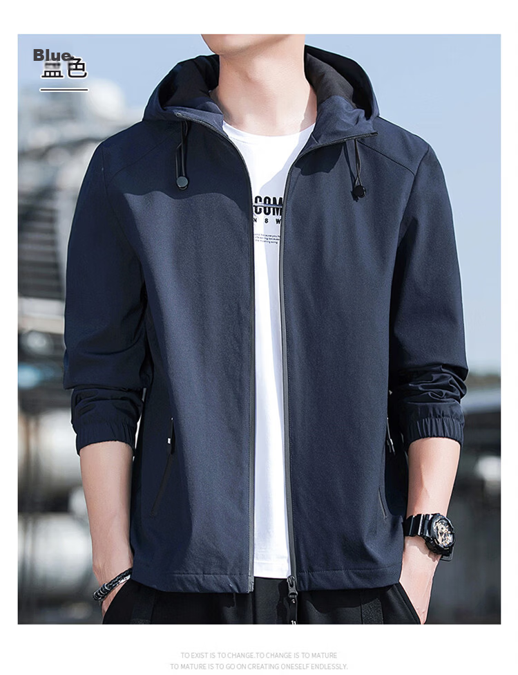 ROMON Men's Jacket Hooded 2026 Spring New Casual Men's Outerwear Black L 15
