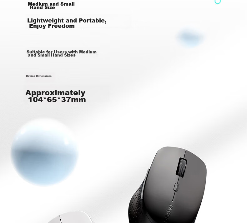 Rapoo MT750 Upgraded Large Hand Wireless/Bluetooth/Wired Multi-Mode Office Mouse Cross-Screen Transmission Ergonomic 5-Device Connection 10 Programmable Buttons Black 6