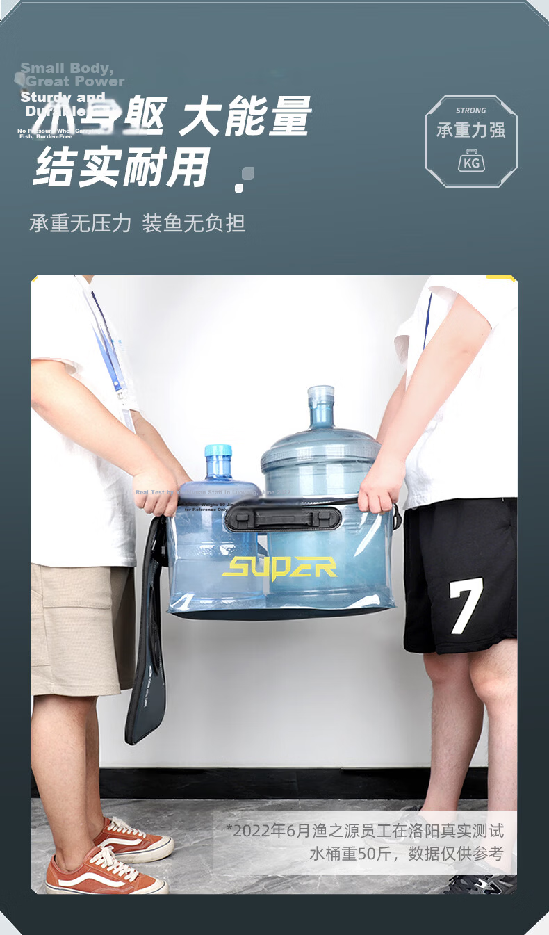 Yuzhiyuan Live Fish Bucket, Fishing Tackle Box, Foldable Water Bucket, Transparent Container, Navy Blue + Air Pump 8