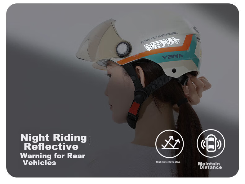 YEMA 3C Certified 359S Electric Motorcycle Helmet for Men And Women, Summer Sun Protection Lightweight Half Helmet for Electric Scooters Safety Helmet, Summer One Size Fits All, Yuedong Gray + Short Coffee-Colored Visor 13